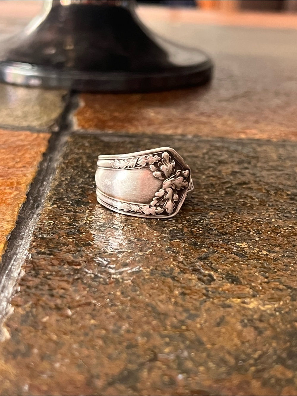 Sterling Silver Floral Spoon Ring - Silver 8